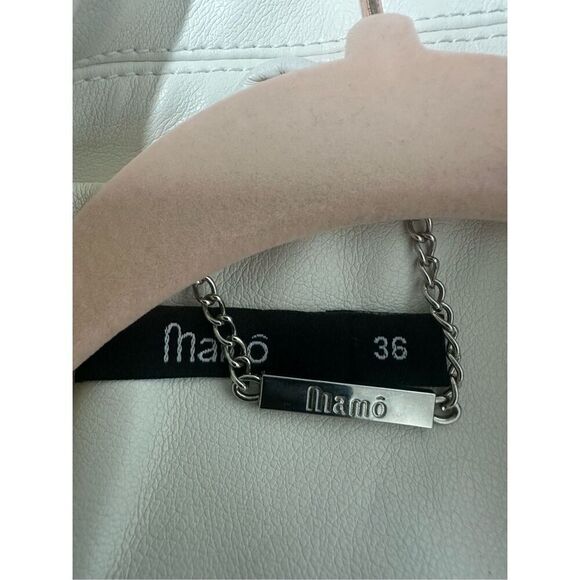 Mamō Off White Crop Biker Jacket Metal Studs Trim Crossed Zip Sz 36 EU/ S US - Picture 7 of 15